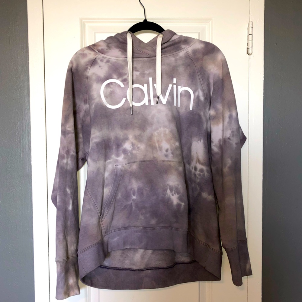 PURPLE AND WHITE TYE DYE CALVIN KLEIN HOODIE